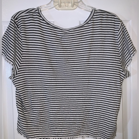 American Eagle Black and White Stripe Crop Top, L - Picture 3 of 3